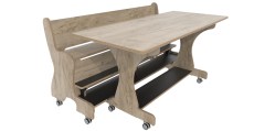 Hoogzit tafel L150 x B64 cm Grey craft oak met bank Tangara Groothandel voor de Kinderopvang Kinderdagverblijfinrichting1